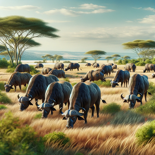 buffalos grazing