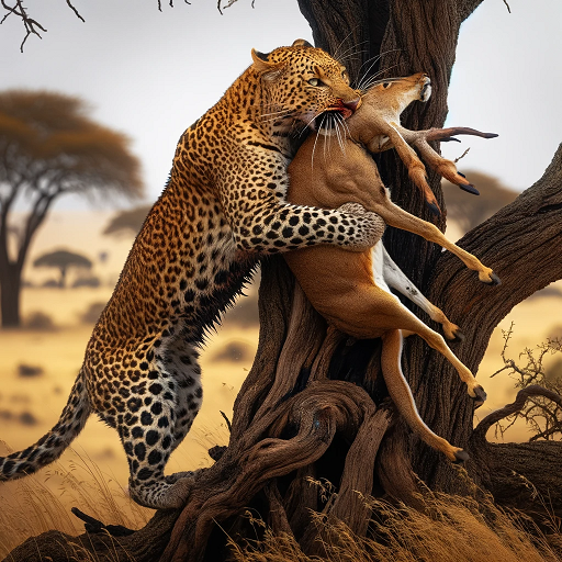 leopard carying prey