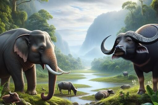Asian Elephant vs. Water Buffalo