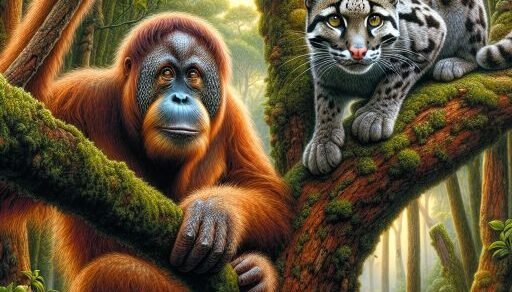Bornean Orangutan vs. Clouded Leopard