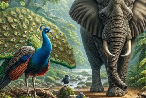 Congo Peacock vs. Forest Elephant