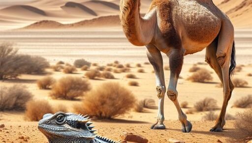 Dromedary Camel vs. Desert Lizard