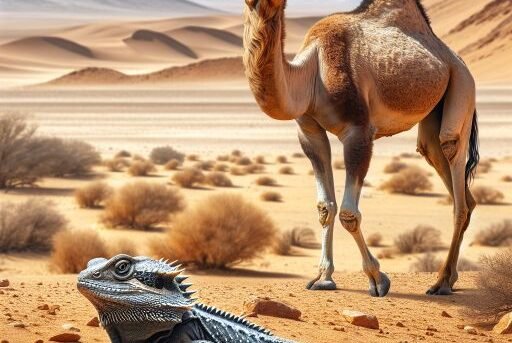 Dromedary Camel vs. Desert Lizard