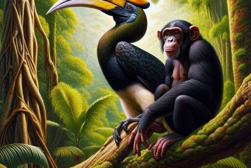 Hornbill vs. Chimpanzee
