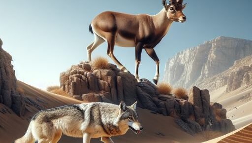 Nubian Ibex vs. Arabian Wolf