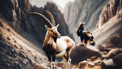 Nubian Ibex vs. Golden Eagle