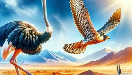 Ostrich vs. Desert Falcon