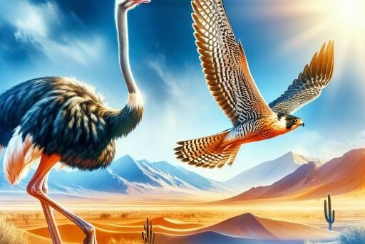 Ostrich vs. Desert Falcon